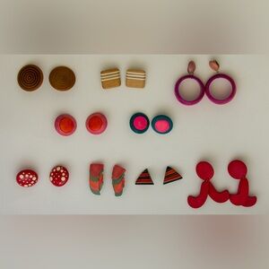 9 Pairs Vintage Genuine Wood Clip on Earrings - Fabulous And Fun